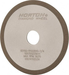 Norton - 4" Diam x 3/4" Hole x 1/8" Thick, 150 Grit Surface Grinding Wheel - Diamond, Type 1A1, Very Fine Grade, Resinoid Bond - Americas Industrial Supply