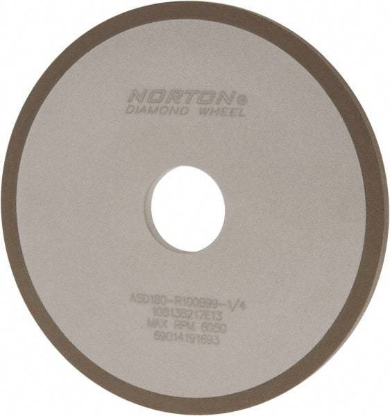 Norton - 6" Diam x 1-1/4" Hole x 1/4" Thick, 180 Grit Surface Grinding Wheel - Diamond, Type 1A1, Very Fine Grade, Resinoid Bond - Americas Industrial Supply