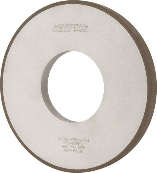 Norton - 12" Diam x 5" Hole x 1" Thick, 120 Grit Surface Grinding Wheel - Diamond, Type 1A1, Fine Grade, Resinoid Bond - Americas Industrial Supply