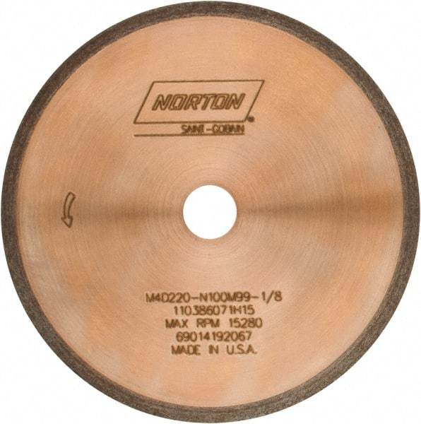 Norton - 4" Diam x 1/2" Hole, 220 Grit Surface Grinding Wheel - Diamond, Type 1A1R, Fine Grade - Americas Industrial Supply