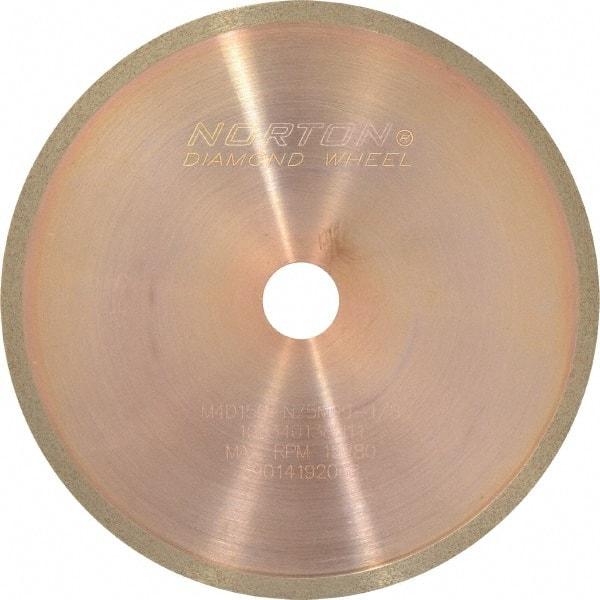 Norton - 4" Diam x 1/2" Hole, 150 Grit Surface Grinding Wheel - Diamond, Type 1A1R, Medium Grade - Americas Industrial Supply