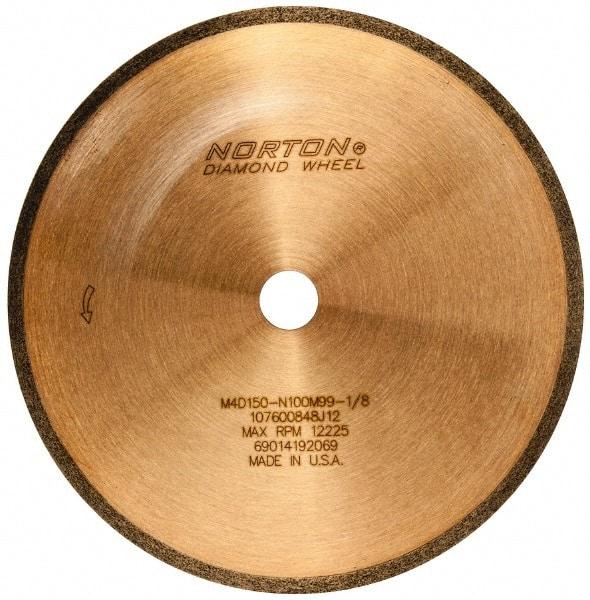 Norton - 5" Diam x 1/2" Hole, 150 Grit Surface Grinding Wheel - Diamond, Type 1A1R, Medium Grade - Americas Industrial Supply