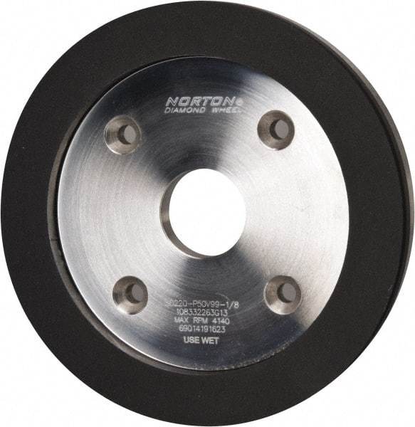 Norton - 6" Diam, 1-1/4" Hole Size, 3/4" Overall Thickness, 220 Grit, Type 6 Tool & Cutter Grinding Wheel - Very Fine Grade, Diamond, P Hardness, Vitrified Bond - Americas Industrial Supply