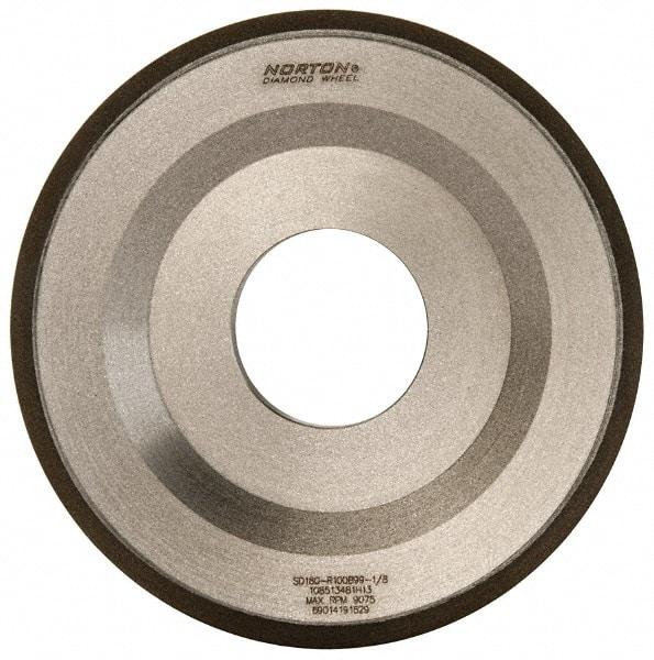 Norton - 4" Diam, 1-1/4" Hole Size, 1/2" Overall Thickness, 180 Grit, Type 12 Tool & Cutter Grinding Wheel - Very Fine Grade, Diamond, Resinoid Bond - Americas Industrial Supply