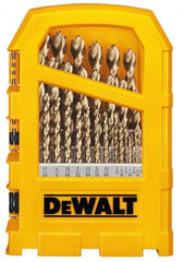 DeWALT - 1/16 to 1/2", 135° Point, Gold Finish, Steel Jobber Length Drill Bit Set - Americas Industrial Supply