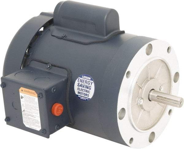 Leeson - 1/3 Max hp, 1,500 Max RPM, Electric AC DC Motor - 110/220 V Input, Single Phase, 56C Frame, 5/8" Shaft Diam, C-Face Mount, TEFC Enclosure - Americas Industrial Supply