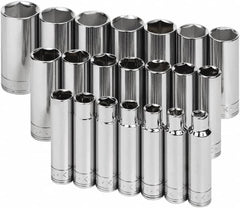 SK - 21 Piece 1/2" Drive Deep Socket Set - 6 Points, 10 to 32mm, Metric Measurement Standard - Americas Industrial Supply