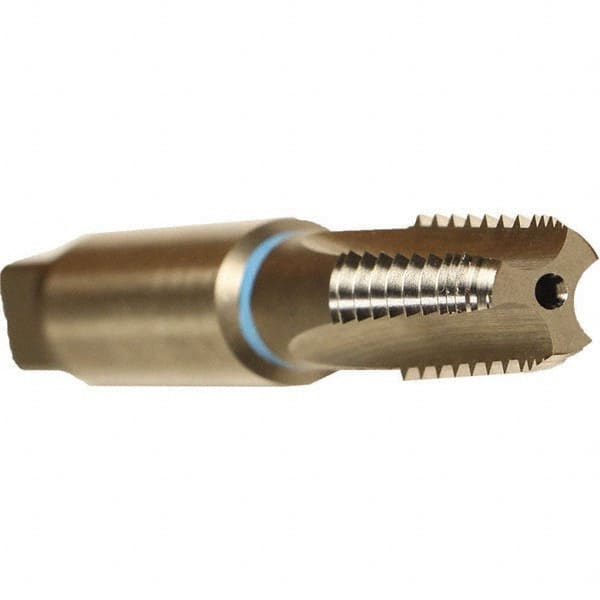 Emuge - 1 - 11-1/2 NPT, 5 Flutes, Bright Finish, Cobalt, Interrupted Thread Pipe Tap - 3-3/4 Inch Overall Length, 1-1/8 Inch Shank Diameter, 1-3/4 Inch Thread Length, 0.84 Inch Square Size, Modified Bottoming Chamfer, Series KEG - Americas Industrial Supply
