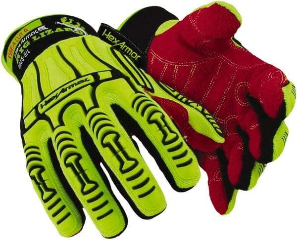 HexArmor - Size 3XL (12), ANSI Cut Lvl A6, Puncture Lvl 4, HPPE Fiber Cut & Puncture Resistant Gloves - 11" Long, Hi-Vis Lime, Paired - Americas Industrial Supply