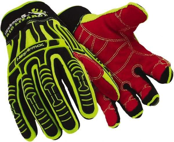 HexArmor - Size M (8), ANSI Cut Level A3, Puncture Level 3, HPPE Fiber Cut & Puncture Resistant Gloves - 11" Long, Uncoated HPPE Fiber, High Visibility Lime, Paired - Americas Industrial Supply
