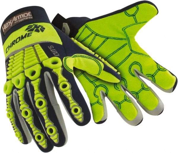 HexArmor - Size XL (10), ANSI Cut Lvl A8, Puncture Lvl 1, Abrasion Lvl 2, Cotton/SuperFabric Cut & Puncture Resistant Gloves - 9.5" Long, Hi-Vis Lime, Paired - Americas Industrial Supply