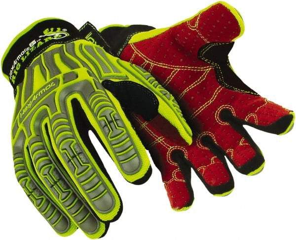 HexArmor - Size L (9), ANSI Cut Lvl 2, Puncture Lvl 2, HPPE Fiber Cut & Puncture Resistant Gloves - 11" Long, Hi-Vis Lime, Paired - Americas Industrial Supply