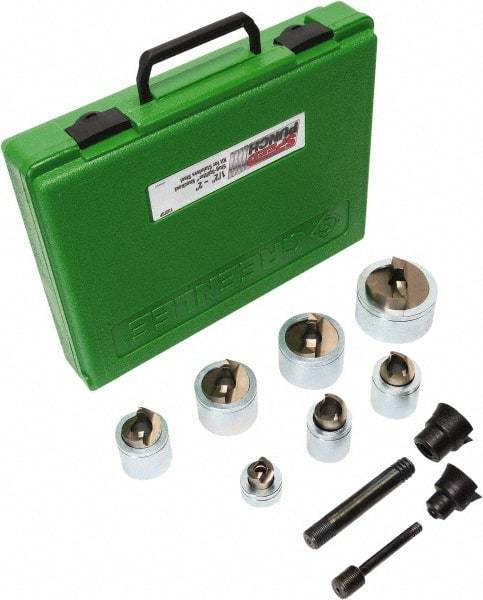 Greenlee - 12 Piece, .885 to 2.416" Punch Hole Diam, Power Knockout Set - Round Punch, 10 Gage Stainless Steel - Americas Industrial Supply