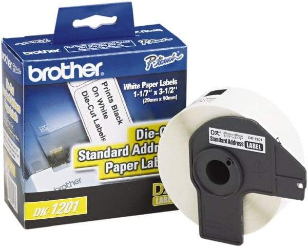 Brother - 1.1" Wide x 3-1/2" Long, White Paper Shipping Label - For PC Label Printers - Americas Industrial Supply