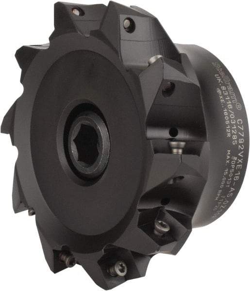 Kennametal - 5" Cut Diam, 0.138" Max Depth, 1-1/2" Arbor Hole, 10 Inserts, XE 16 Insert Style, Indexable Copy Face Mill - C7792VXE16-A5.0Z10R Cutter Style, 2.48" High, Through Coolant, Series 7792 - Americas Industrial Supply