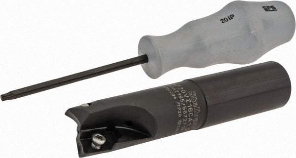 Kennametal - 1" Cutting Diam, 0.63" Max Depth, 1" Shank Diam, Cylindrical Shank Indexable Square Shoulder End Mill - ZDET15M5 Insert Style, C5720VZ16CA1.0Z2R2.75 Toolholder Style, Through Coolant - Americas Industrial Supply