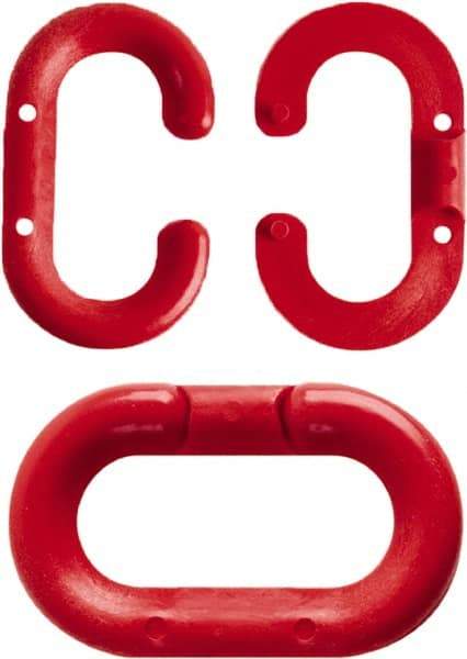 NMC - 2" High x 1/4" Long x 4" Wide Barrier Connecting Link - Plastic, Uncoated, Red, Use with Plastic Chain - Americas Industrial Supply
