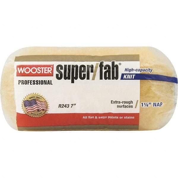 Wooster Brush - 1-1/4" Nap, 7" Wide Paint Roller - Extra-Rough Texture, Synthetic Knit - Americas Industrial Supply