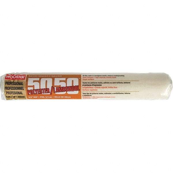 Wooster Brush - 3/4" Nap, 18" Wide Paint Roller - Semi-Rough to Rough Texture, Wool/Poly Blend - Americas Industrial Supply