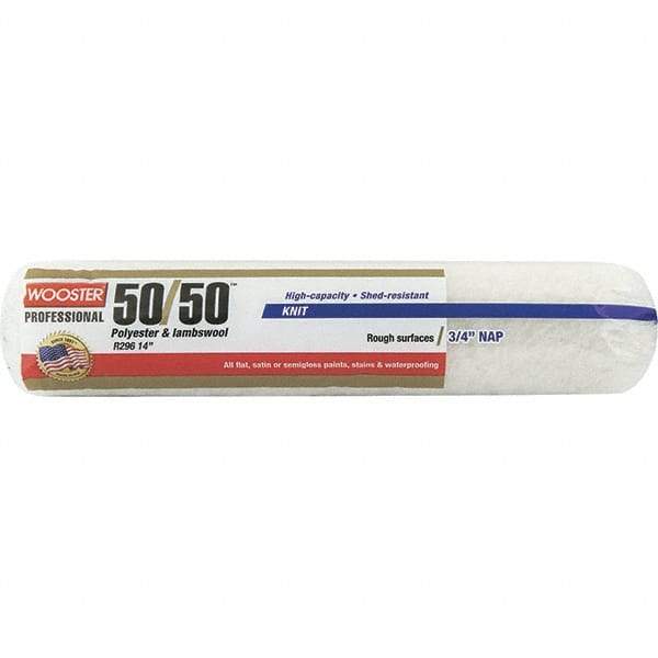 Wooster Brush - 3/4" Nap, 14" Wide Paint Roller - Semi-Rough to Rough Texture, Wool/Poly Blend - Americas Industrial Supply