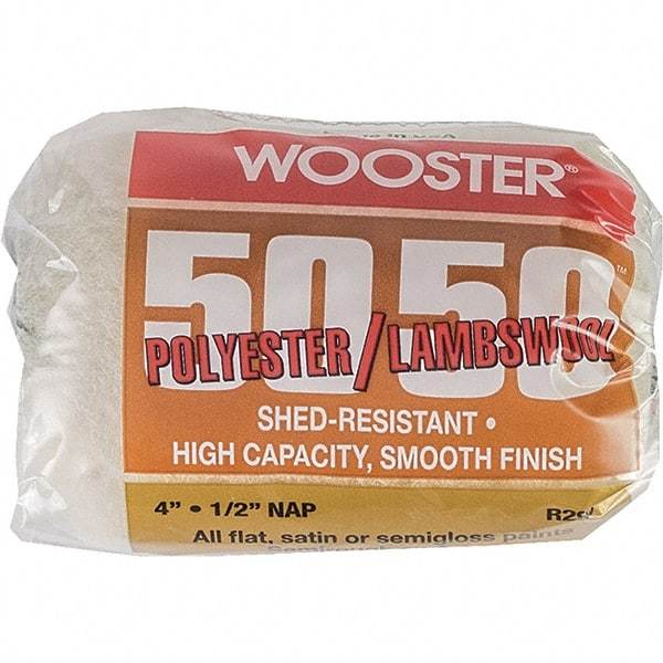 Wooster Brush - 1/2" Nap, 4" Wide Paint Roller - Semi-Rough Texture, Wool/Poly Blend - Americas Industrial Supply