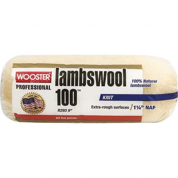 Wooster Brush - 1-1/4" Nap, 9" Wide Paint Roller - Extra-Rough Texture, Lambswool - Americas Industrial Supply