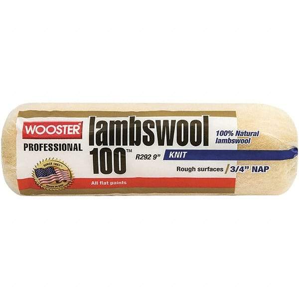 Wooster Brush - 3/4" Nap, 9" Wide Paint Roller - Semi-Rough to Rough Texture, Lambswool - Americas Industrial Supply