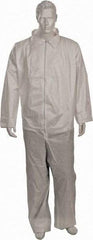 PRO-SAFE - Size 5XL Film Laminate General Purpose Coveralls - White, Zipper Closure, Elastic Cuffs, Open Ankles, Serged Seams, ISO Class 5 - Americas Industrial Supply