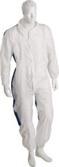 PRO-SAFE - Size 5XL SMS Chemical Resistant Coveralls - Blue, Zipper Closure, Elastic Cuffs, Elastic Ankles, Serged Seams, ISO Class 6 - Americas Industrial Supply