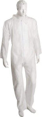 PRO-SAFE - Size 5XL SMS Chemical Resistant Coveralls - White, Zipper Closure, Elastic Cuffs, Elastic Ankles, Serged Seams, ISO Class 6 - Americas Industrial Supply
