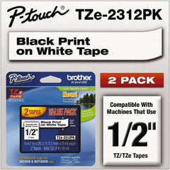 Brother - 1/2" Wide x 314.4" Long, White Plastic/Paper Tape Cassette - For Label Maker - Americas Industrial Supply