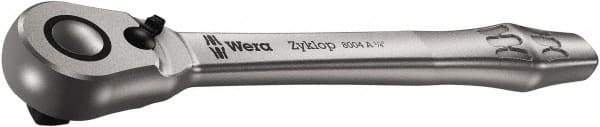 Wera - 1/4" Drive Slim Line Head Quick-Release Ratchet - Satin Finish, 141mm OAL, 76 Gear Teeth, Ergonomic Handle, Reversible Head - Americas Industrial Supply