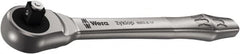 Wera - 1/4" Drive Slim Line Head Quick-Release Ratchet - Satin Finish, 141mm OAL, 76 Gear Teeth, Ergonomic Handle - Americas Industrial Supply