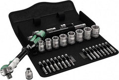 Wera - 29 Piece 3/8" Drive Standard Socket Set - 6 Points, 1/4 to 3/4", T15 to T40 Torx, Inch Measurement Standard - Americas Industrial Supply