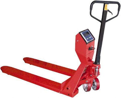 Vestil - 5,000 Lb Capacity, 7-1/2" Lift Scale Pallet Truck - 3" Min Lift Height, 48" Fork Length x 27-1/2" Fork Width, 28" Overall Width - Americas Industrial Supply