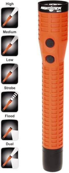 Bayco - LED Bulb, Industrial/Tactical Flashlight - Orange Polycarbonate Body, Integrated Batteries - Americas Industrial Supply