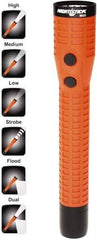 Bayco - LED Bulb, Industrial/Tactical Flashlight - Orange Polycarbonate Body, Integrated Batteries - Americas Industrial Supply