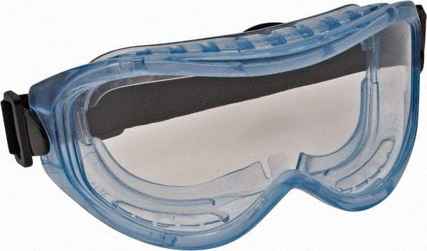 PRO-SAFE - Size Universal, Clear Polycarbonate Anti-Fog & Scratch Resistant Lens, Safety Goggles - Indirect Vent, Light Blue Frame, Over the Glass Style - Americas Industrial Supply