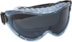 PRO-SAFE - Size Universal, Smoke (Color) Polycarbonate Anti-Fog & Scratch Resistant Lens, Safety Goggles - Indirect Vent, Light Blue Frame, Over the Glass Style - Americas Industrial Supply