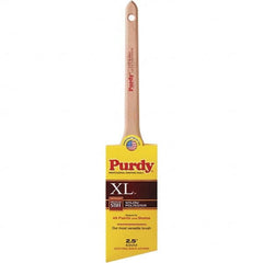 Purdy - 2-1/2" Angled Synthetic Trim Brush - 2-11/16" Bristle Length, 8-1/4" Wood Rattail Handle - Americas Industrial Supply