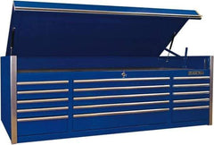 EXTREME TOOLS - 1 Compartment 15 Drawer Top Tool Chest - 72" Wide x 30" Deep x 26-1/4" High, Steel, Blue - Americas Industrial Supply