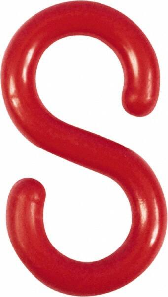NMC - 2" High x 1/4" Long x 4" Wide Barrier S-Hook - Plastic, Uncoated, Red, Use with Plastic Chain - Americas Industrial Supply