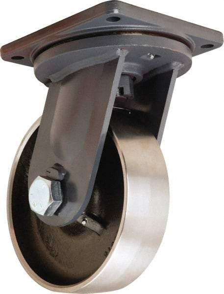 Hamilton - 10" Diam x 3" Wide x 13" OAH Top Plate Mount Swivel Caster - Forged Steel, 6,500 Lb Capacity, Tapered Roller Bearing, 8-1/2 x 8-1/2" Plate - Americas Industrial Supply