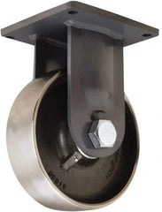 Hamilton - 10" Diam x 3" Wide x 13" OAH Top Plate Mount Rigid Caster - Forged Steel, 6,500 Lb Capacity, Tapered Roller Bearing, 8-1/2 x 8-1/2" Plate - Americas Industrial Supply
