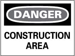 NMC - "Danger - Construction Area", 14" Long x 20" Wide, Aluminum Safety Sign - Rectangle, 0.04" Thick, Use for Security & Admittance - Americas Industrial Supply