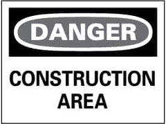 NMC - "Danger - Construction Area", 14" Long x 20" Wide, Aluminum Safety Sign - Rectangle, 0.04" Thick, Use for Security & Admittance - Americas Industrial Supply