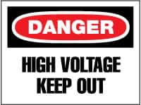 NMC - "Danger - High Voltage - Keep Out", 14" Long x 20" Wide, Rigid Plastic Safety Sign - Rectangle, 0.05" Thick, Use for Accident Prevention - Americas Industrial Supply