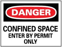 NMC - "Danger - Confined Space - Enter by Permit Only", 20" Long x 28" Wide, Rigid Plastic Safety Sign - Rectangle, 0.05" Thick, Use for Accident Prevention - Americas Industrial Supply