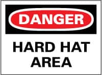 NMC - "Danger - Hard Hat Area", 20" Long x 28" Wide, Rigid Plastic Safety Sign - Rectangle, 0.05" Thick, Use for Accident Prevention - Americas Industrial Supply
