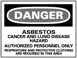 NMC - "Danger - Asbestos Cancer and Lung Disease Hazard - Authorized Personnel Only", 14" Long x 20" Wide, Pressure-Sensitive Vinyl Safety Sign - Rectangle, 0.004" Thick, Use for Hazardous Materials - Americas Industrial Supply